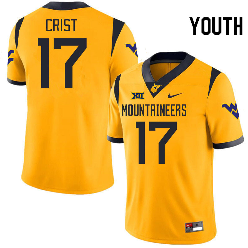 Youth #17 Jackson Crist West Virginia Mountaineers College 2024 New Uniforms Football Jerseys Stitch